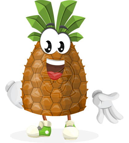 Pineapple Tropical Fruit Cartoon Vector Character AKA Mr. Juicy Tropicano